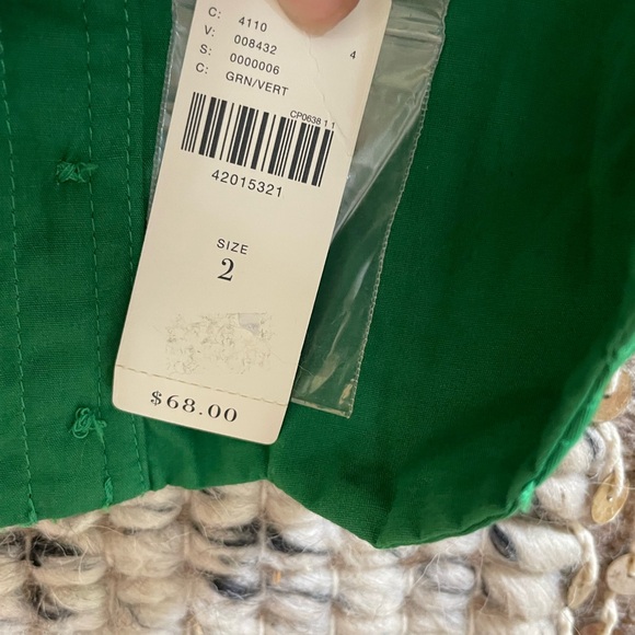 💚 NWT Maeve Anthropologie lead green button front scalloped cropped tank sz 2 - Picture 9 of 10